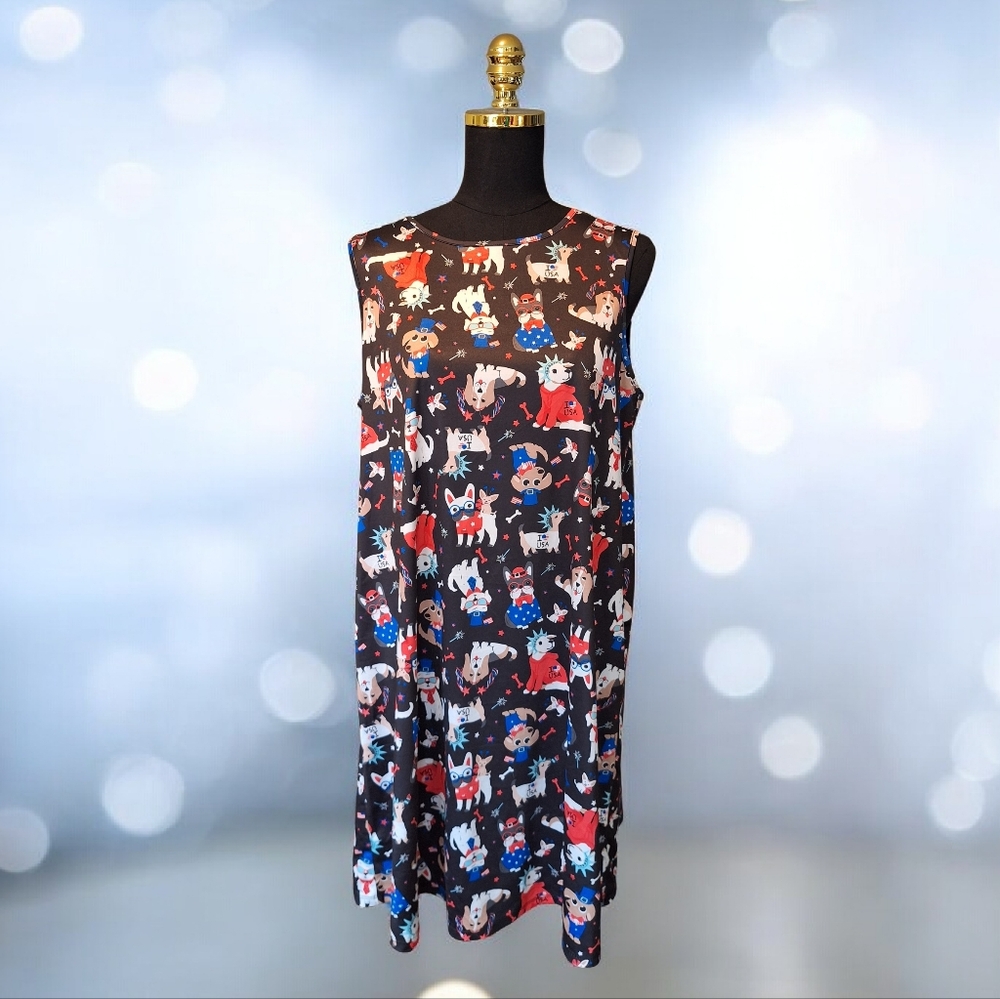Charming Cartoon Print Sleeveless Dress